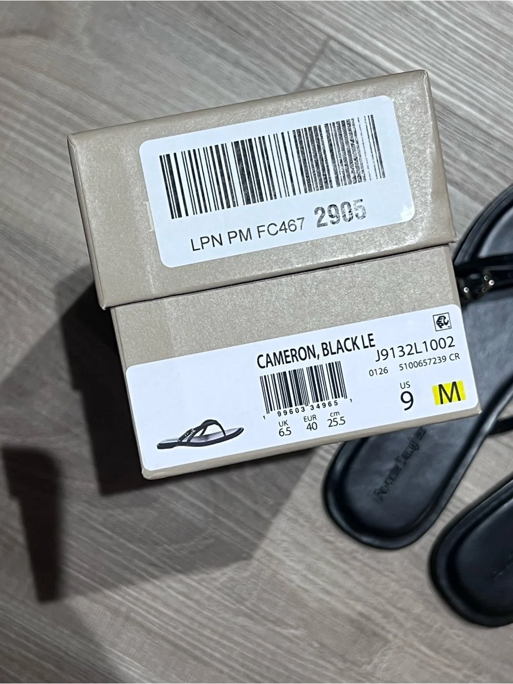 Favorite Daughter Cameron Black Square-Toe Thong Sandals with Thin Straps